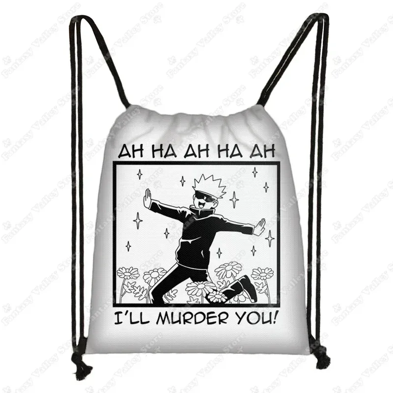 sacs à dos anime jujutsu kaisen gojo satoru yuji itadori, sac à cordon harajuku, sacs de rangement de grande capacité, sac à bandoulière d'extérieur