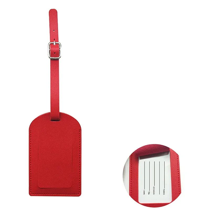 étiquette de bagage en cuir pu pour femmes et hommes, étiquette d'identification de valise, sac d'embarquement, nom, identification, porte-adresse, accessoire de voyage