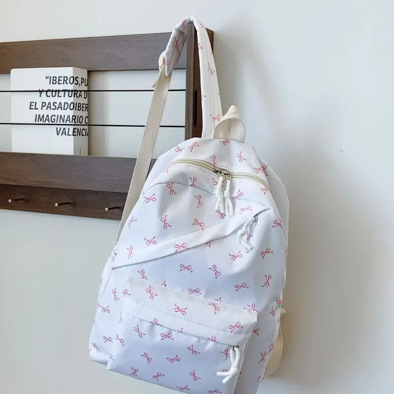sac à dos tendance et mignon à imprimé nœud pour l'école avec protection pour ordinateur portable, bretelles réglables, cadeau idéal pour la rentrée scolaire pour les filles