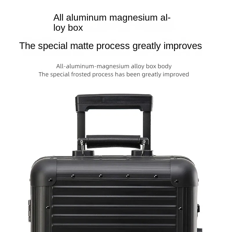 valise de voyage en alliage d'aluminium et de magnésium, bagages roulants, chariot de 20/24 pouces, valise d'embarquement de cabine à main, 100%