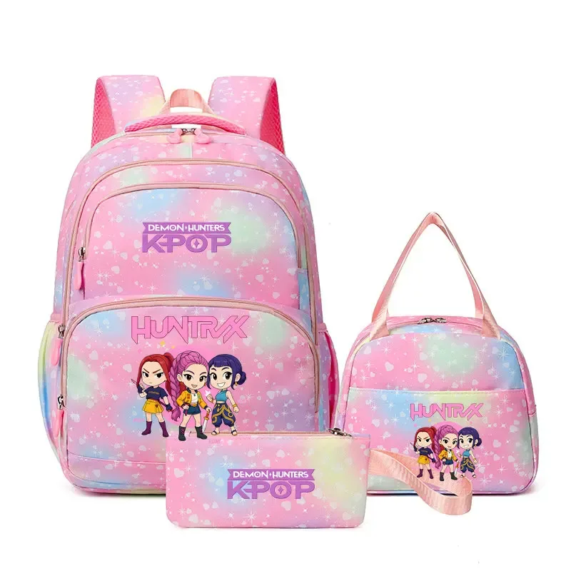 sacs à dos kpop demon hunters pour garçons et filles, sacs d'école pour adolescents, hommes et femmes, sacs à dos en nylon, mochilas de voyage, 3 pièces/ensemble