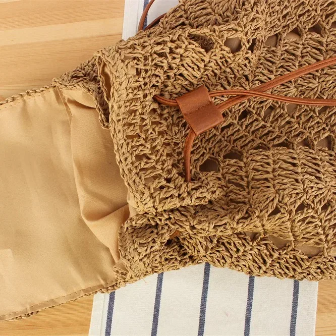 sac à dos en paille pour femmes, tissé à la main, décontracté, plage, vacances, sacs seau, sacs à dos de voyage pour femmes, mochila ж salah, rюкзак