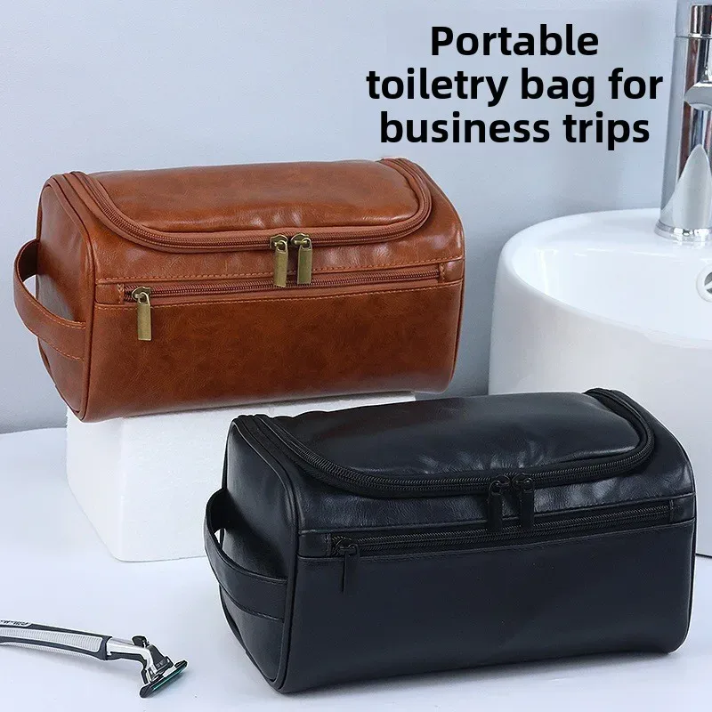 sac à cosmétiques rétro en pu, grande capacité, imperméable, pochette de rangement pour maquillage 3d pour les