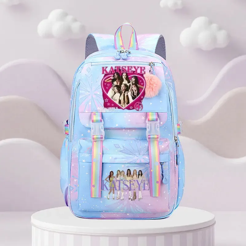 sac d'école katseye print, sac d'école pour élèves du primaire, sac à dos de voyage en plein air, sac à dos tendance pour filles, sac à dos pour enfants.