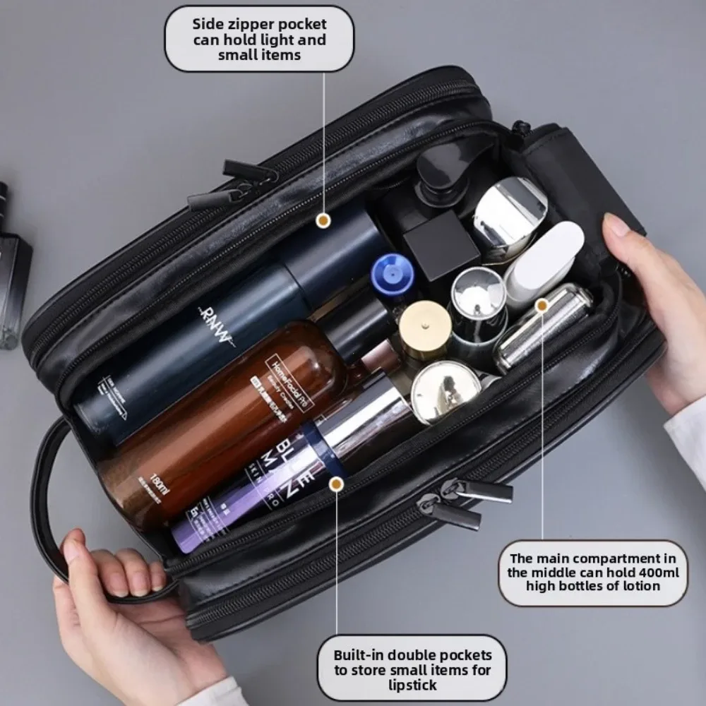 trousse de toilette multi-poches en pu pour femmes et hommes, sacs de voyage essentiels, sacs de maquillage, sac suspendu étanche, sac de rangement pour cosmétiques et articles de toilette