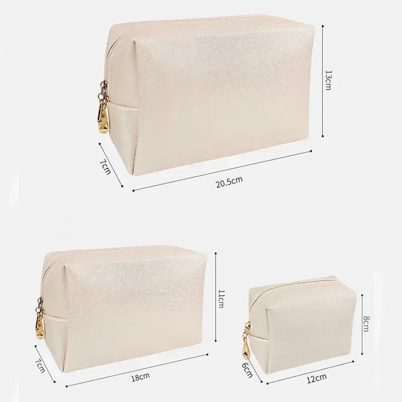 sacs à cosmétiques en cuir pu avec fermeture éclair pour femme, trousse de maquillage, étui à rouge à lèvres, trousses de toilette étanches, petit et grand, mode féminine, 1pc