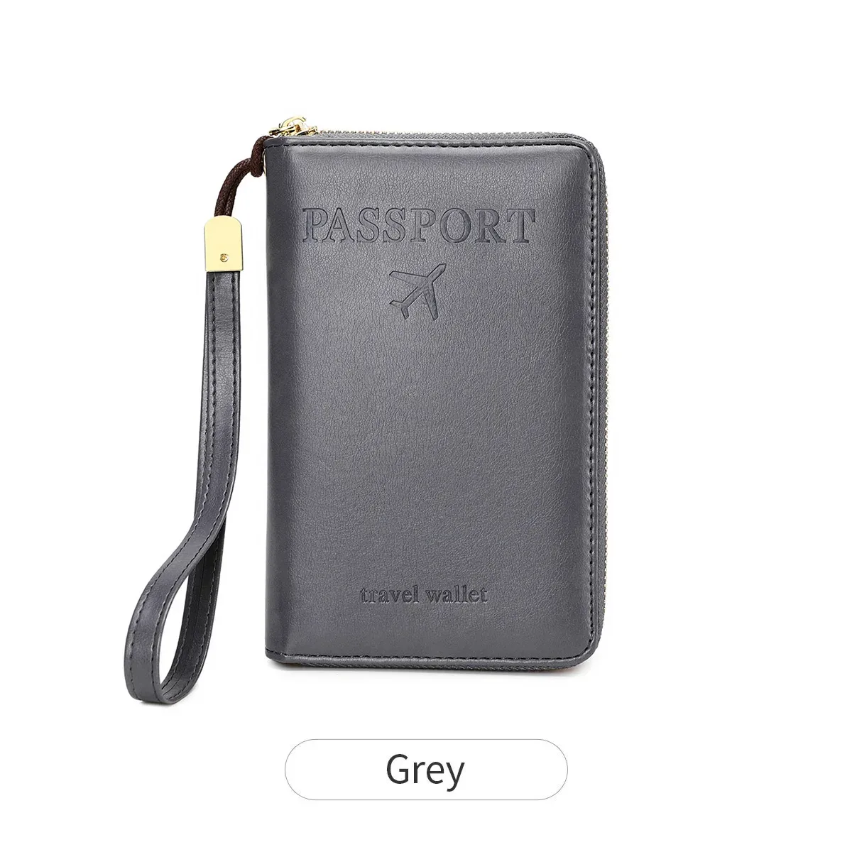 sac de passeport de voyage en cuir pu, porte-passeport simple et portable de grande capacité, porte-carte d'identité multifonctionnel, accessoires de voyage