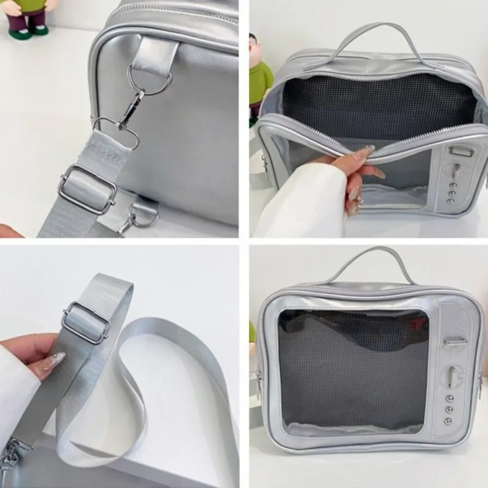 sac à dos pu tv model grande capacité ulzzang avec compartiment transparent, sac ita, compartiment de présentation portable, sac à bandoulière pour collection