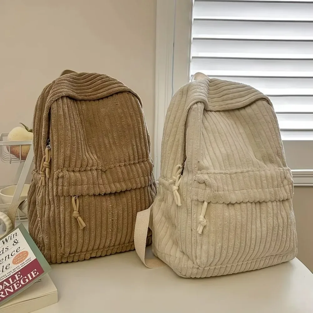 Sac à dos en velours côtelé de style coréen, nouveau sac à dos polyvalent pour femmes, sac à dos de voyage pour étudiants, sacs à dos de grande capacité pour les trajets quotidiens
