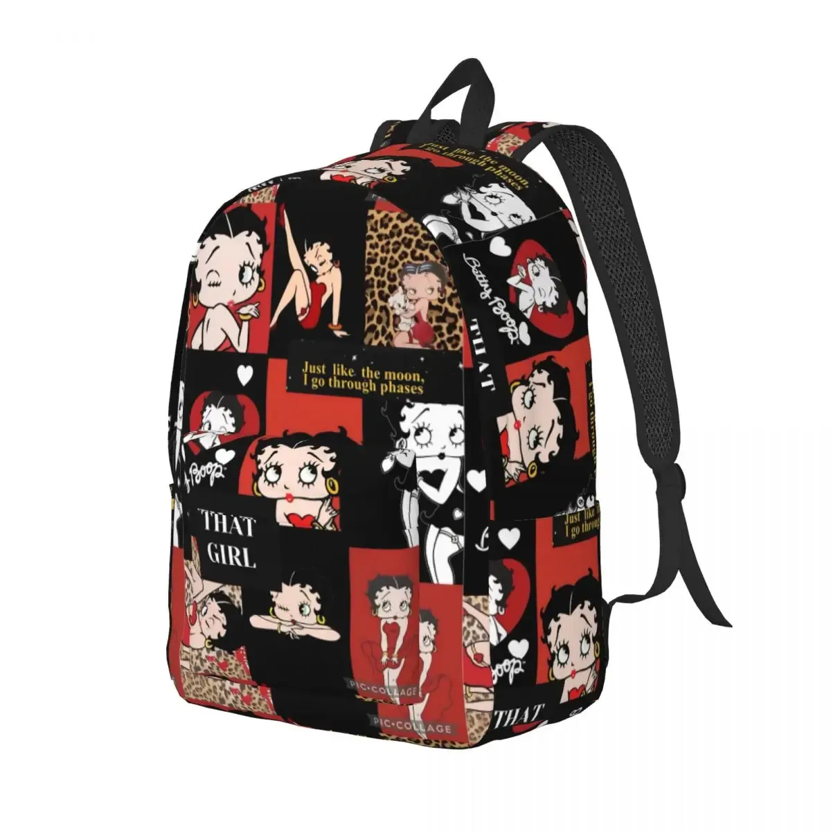 sac à dos b-bettysd cartoon kiss boops pour hommes et femmes, sac à dos décontracté pour le lycée, le travail, le collège, sac à bandoulière, cadeau