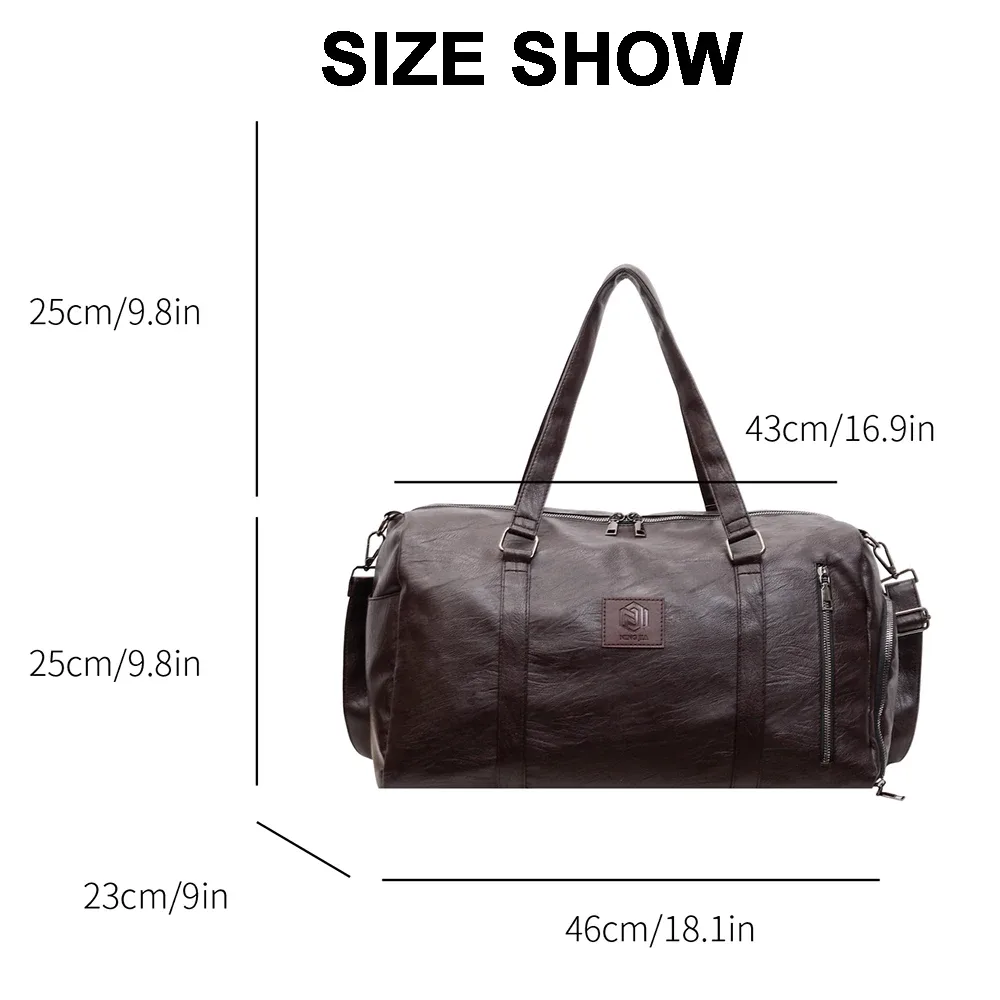 sac de voyage en cuir pu souple avec compartiment à chaussures, sac de week-end et de sport pour hommes et femmes, sac de voyage de marque pour bagage à main