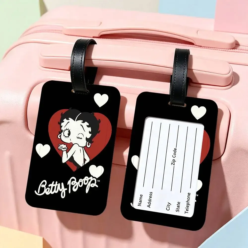étiquette de bagage anti-perte anime b-bettys sexy boop, porte-carte d'identité en pvc, étiquette de nom pour bagages pour voyage en plein air