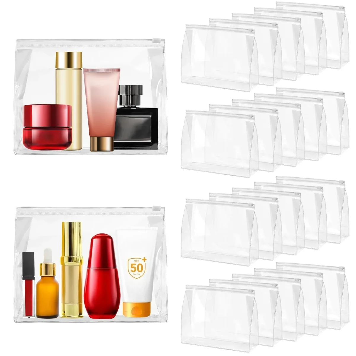 1-12 pièces transparent pvc stockage organisateur de voyage clair sac de maquillage esthéticienne sac cosmétique trousse de beauté trousse de toilette sacs de lavage