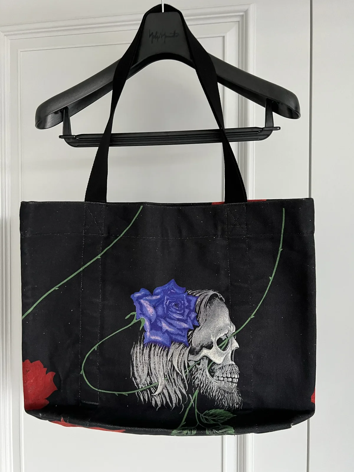 top-yamamoto design original rose crâne sac à bandoulière à main toile sac à provisions imprimé