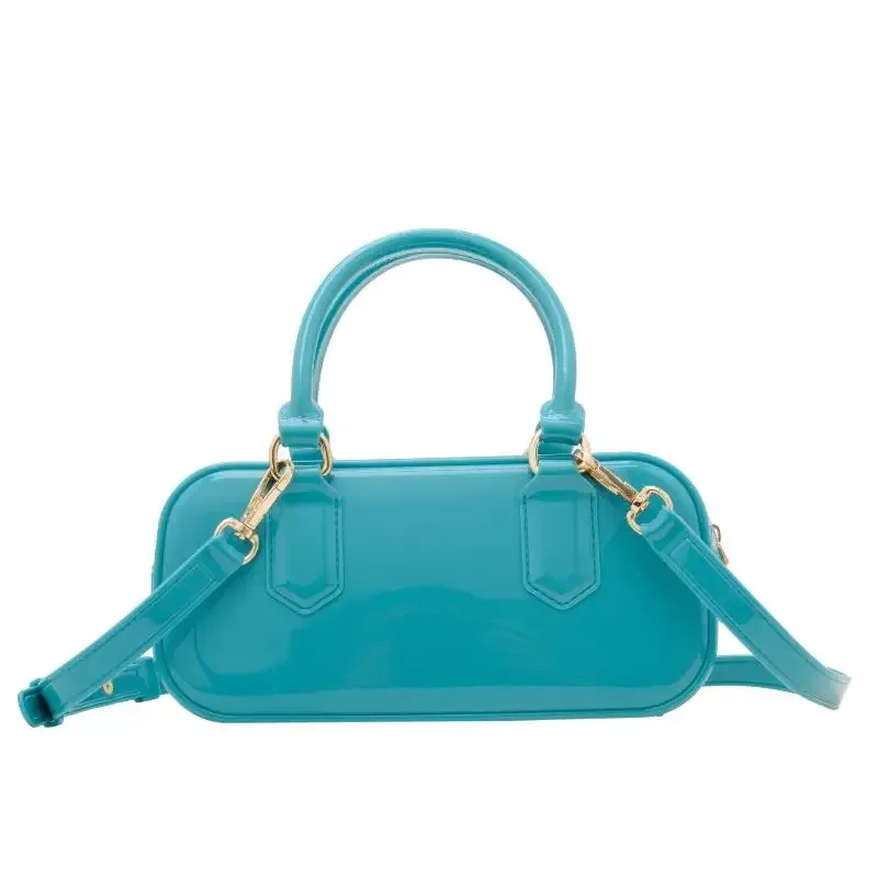 sac à main hobos en gelée de couleur unie, sac à bandoulière décontracté résistant à la saleté, sacoche à bandoulière étanche en pvc, sac de rangement de cosmétiques