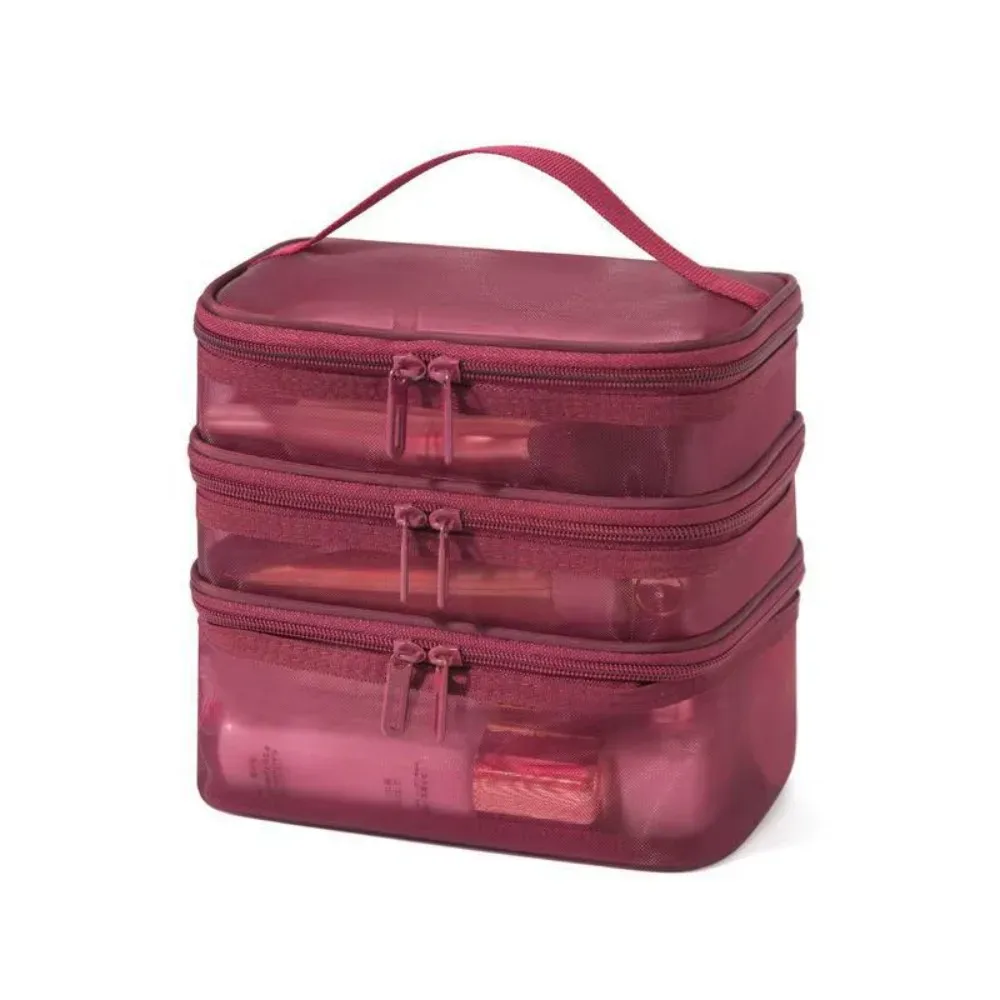 sac de rangement pour cosmétiques de voyage en maille transparente, trousse de toilette à 2/3 couches, sac de rangement de maquillage de grande capacité, salle de sport et natation
