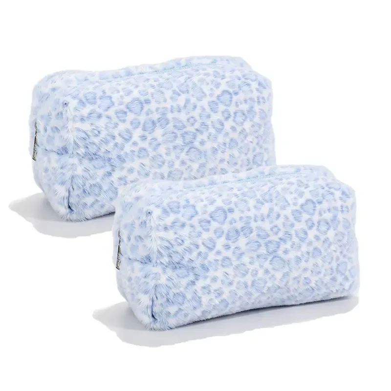 1/2 pièces trousse de toilette et de maquillage durable et douce, grande capacité, imprimé léopard, portable, pour filles, rangement de voyage