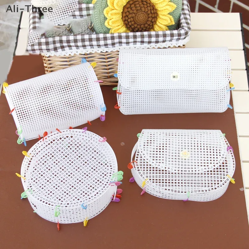 kit de tissage auxiliaire en maille plastique, sac à bandoulière, tissu en maille plastique, matériel de couture pour bricolage, fabrication de sac de tissage