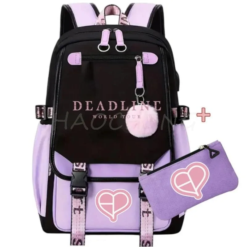 sacs à dos pour étudiants, sacs d'école roses, sacs de voyage tendance pour adolescentes, ensembles de sacs à dos noirs, roses et violets