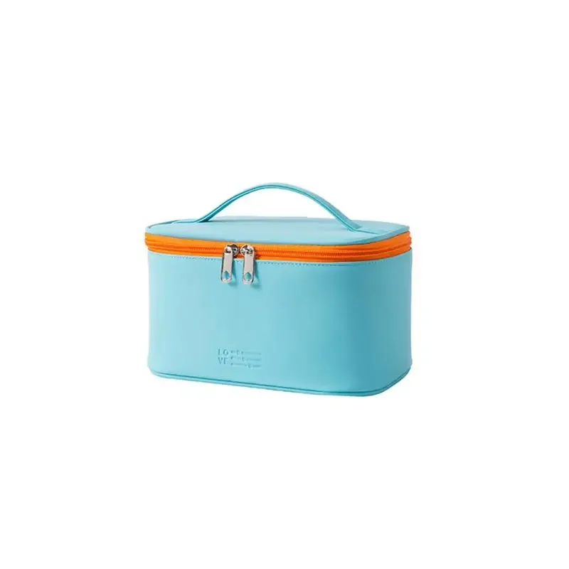 sac de maquillage portable en pu avec fermeture éclair, organiseur de produits de soin de la peau, sac cosmétique grande capacité pour le lavage des cosmétiques