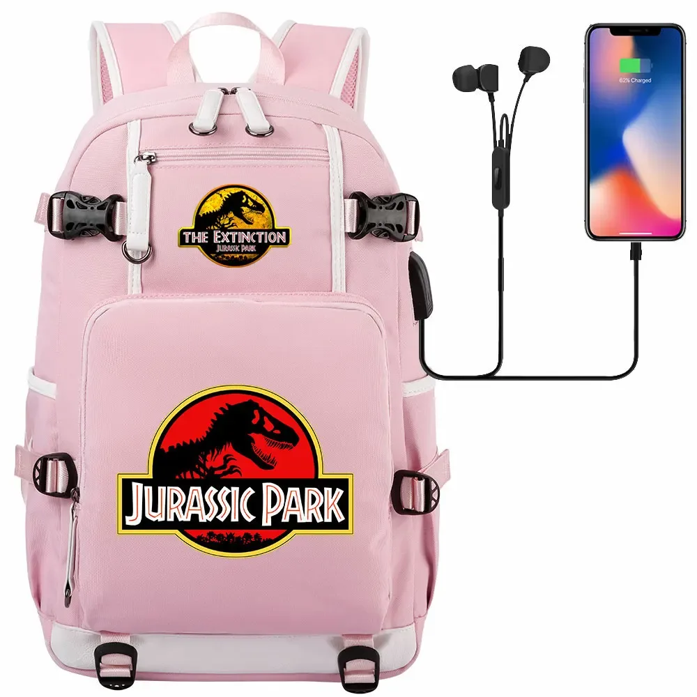 jurassic park world dinosaure sac à dos usb grande capacité étudiant mochila femmes hommes ordinateur portable garçon fille enfants retour à l'école livre sacs