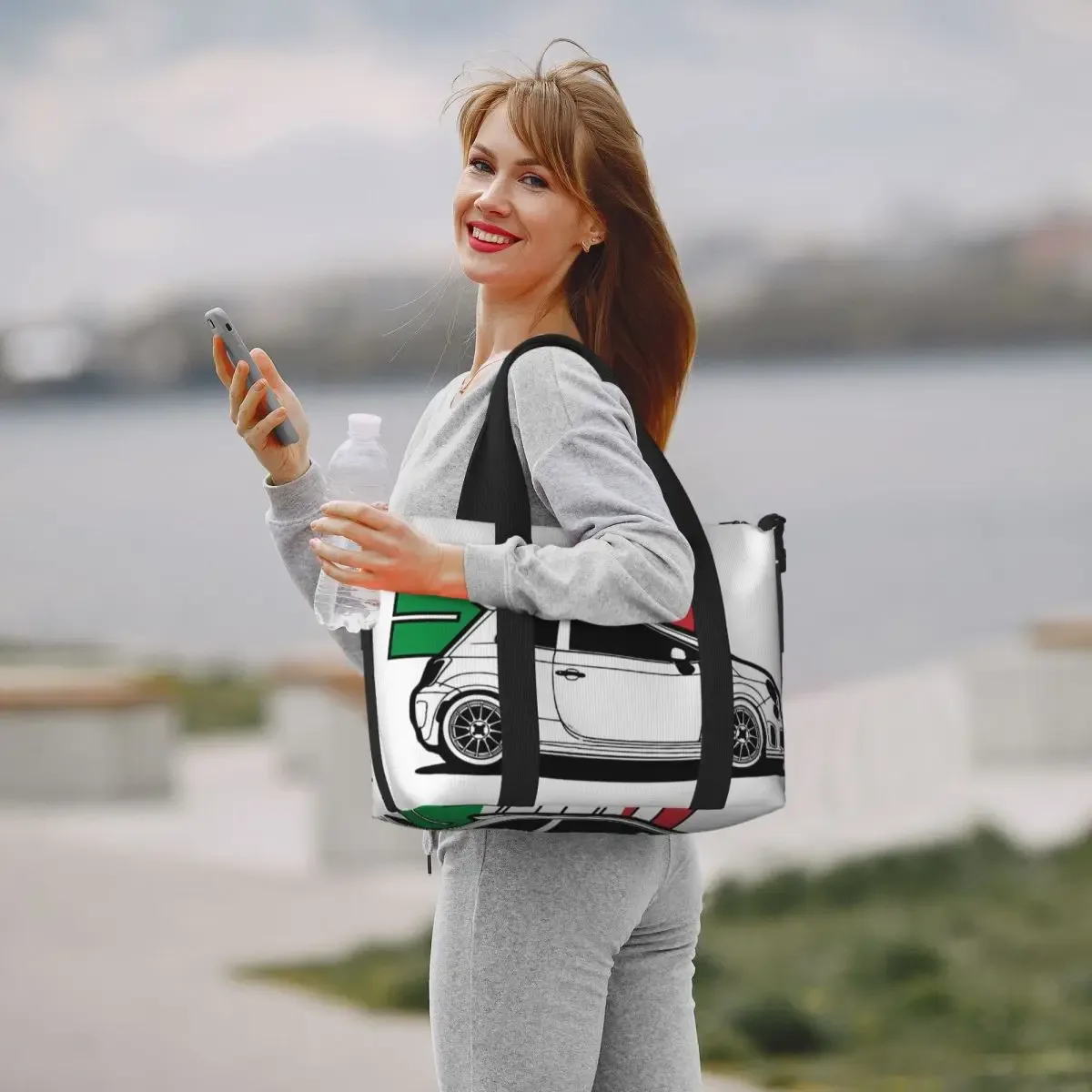 sac de voyage de plage personnalisé fiat 500 abarth, fourre-tout de grande capacité pour salle de sport, yoga, sac à bandoulière de shopping pour femmes