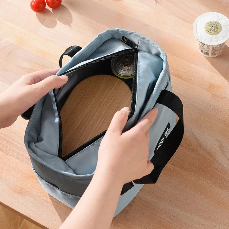 boîte à déjeuner bento isolée, sac thermique de grande capacité, sacs de rangement des aliments à fermeture éclair, conteneur pour femmes, sacs à main de pique-nique de voyage plus frais