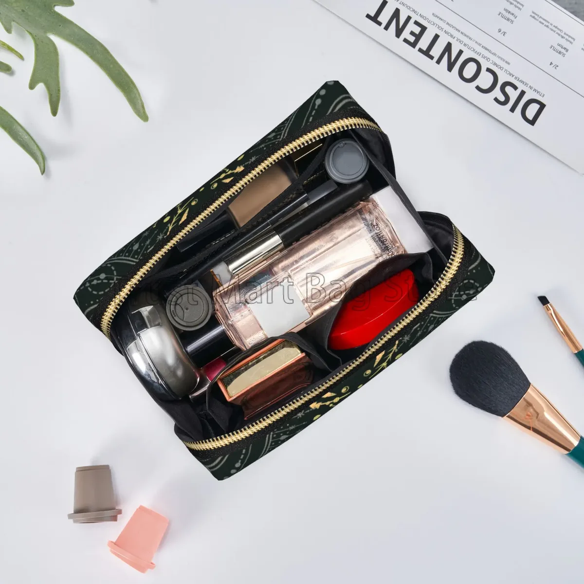 moon & star-trousse de toilette alchemy magical en cuir, sac cosmétique de voyage, noir, crâne, mite, grande capacité, étanche, poudres de maquillage