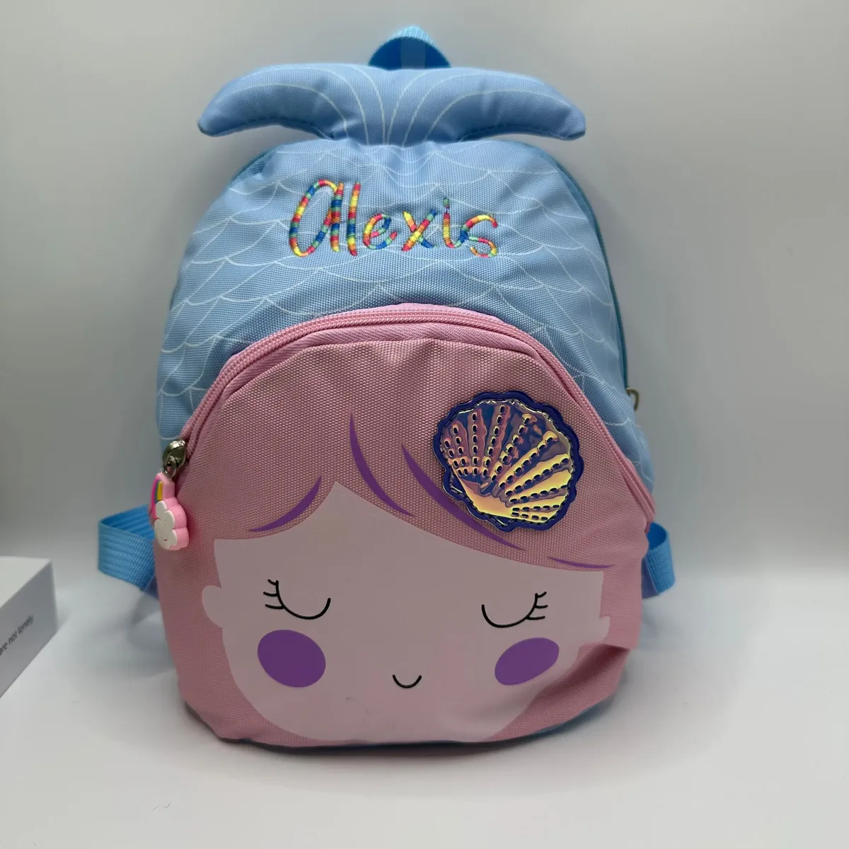Sac à dos sirène en nylon coloré pour enfants, sac à dos personnalisé, dessin animé mignon, maternelle, loisirs