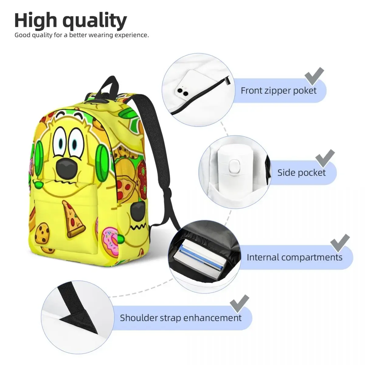 hamburger superdog tyler snowi foxs sac à dos primaire lycée étudiant dessin animé bookbag hommes femmes sac à dos randonnée