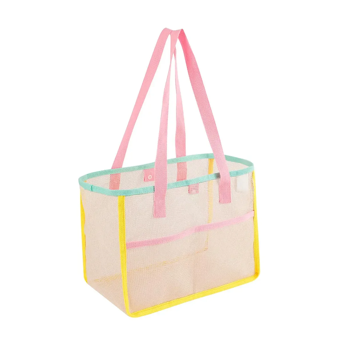 sacs de plage pour femmes, sacs de plage pliables colorés en filet, sac de voyage pour la piscine, poche de rangement pour accessoires de plage