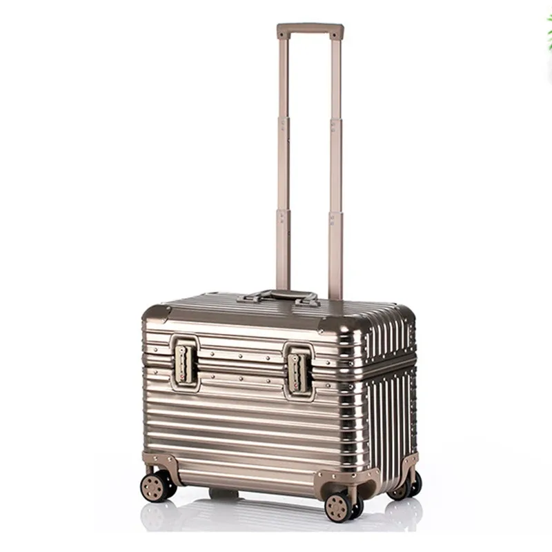 valise cabine de voyage petite bagage en métal 100% aluminium valises à roulettes de voyage boîte pour appareil photo boîtier de chariot 18/20/22 pouces