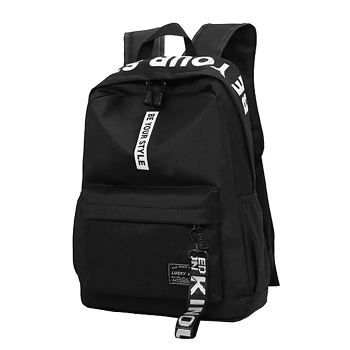sac à dos d'étudiant léger à la mode, logo personnalisable, sac à double épaule décontracté, sangle d'épaule en arc, doublure en polyester oxford