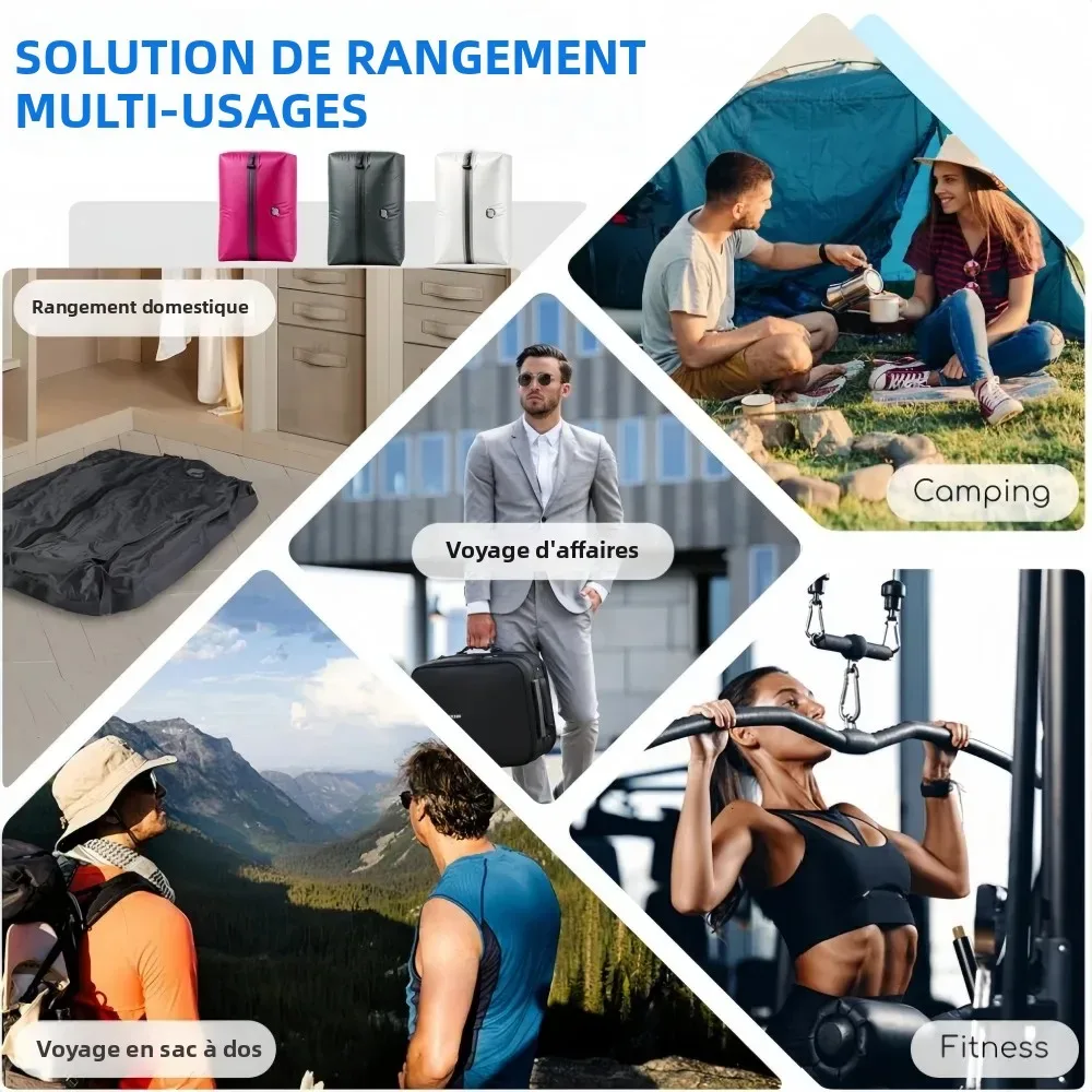 sacs de compression pour accessoires de voyage, sacs de rangement sous vide pour vêtements, sacs réutilisables pour valises, sacs d'emballage pour vêtements, économiseurs d'espace