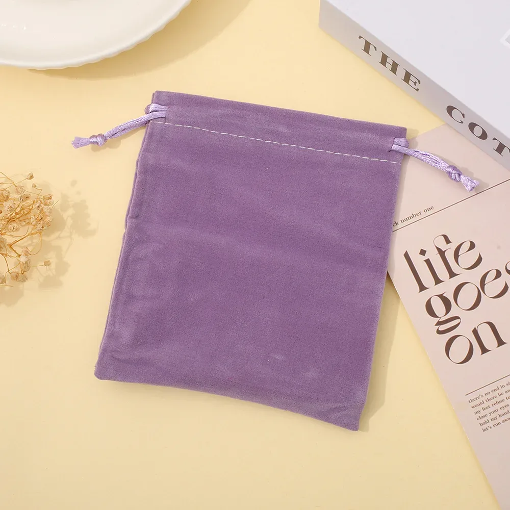 lot de 10 pochettes à cordon en flanelle avec impression de logo personnalisé, sac de rangement pour bijoux en velours doux coréen, petit sac à cordon portable