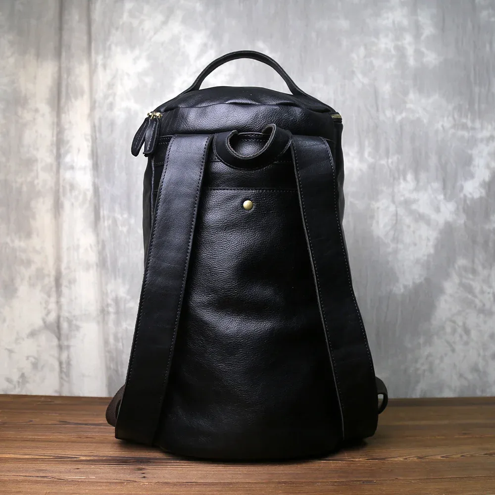 sac à dos en cuir véritable tendance jlfgpj pour hommes, grande capacité, en cuir de vachette de première qualité, forme de seau, sac simple pour ordinateur