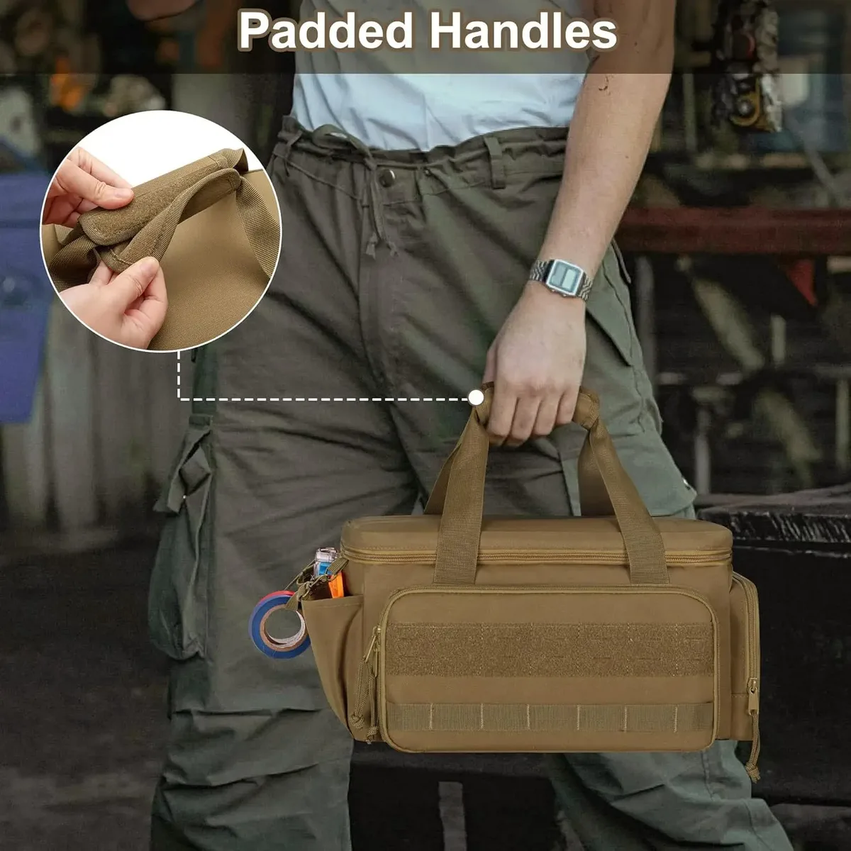 Sacs de rangement d'outils robustes de 14 pouces, sacs à main de travail multifonctionnels pour mécanicien électricien charpentier constructeur plombier