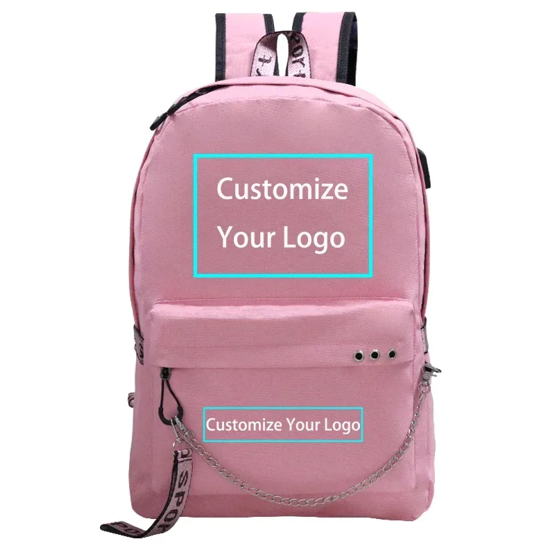 personnalisez votre logo image sac à dos pour adolescents sacs d'école pochette d'ordinateur usb charge sac de voyage sac a dos mochilas para hombre
