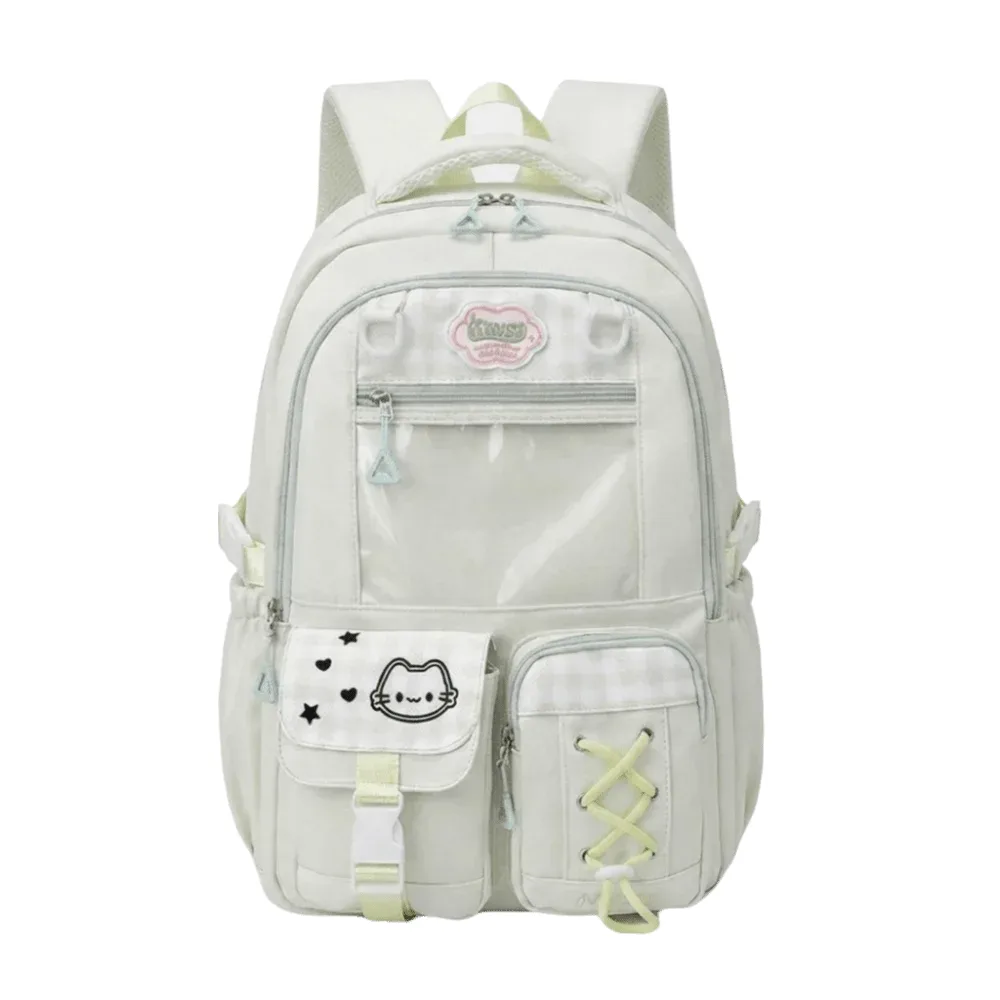sac à dos scolaire multi-compartiments de style preppy, léger, grande capacité, sac à dos multi-poches avec fermeture éclair pour filles