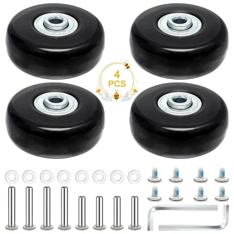 4 roues de remplacement pour valise 50x18mm, kit de réparation de roues de valise en caoutchouc, roues de valise robustes de remplacement (noir)