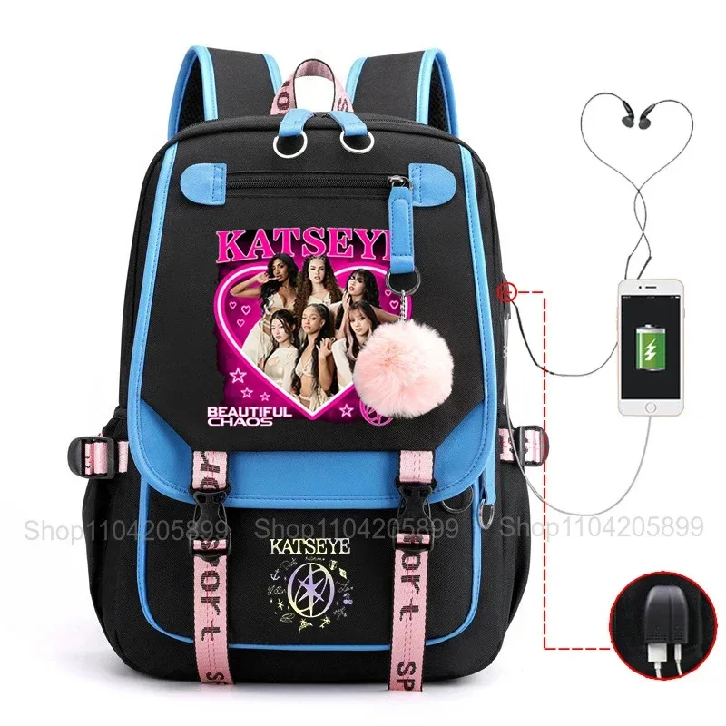 sac à dos katseye kpop mochila pour garçons et filles, sac d'école, sac de voyage quotidien, sac à dos décontracté pour ordinateur portable