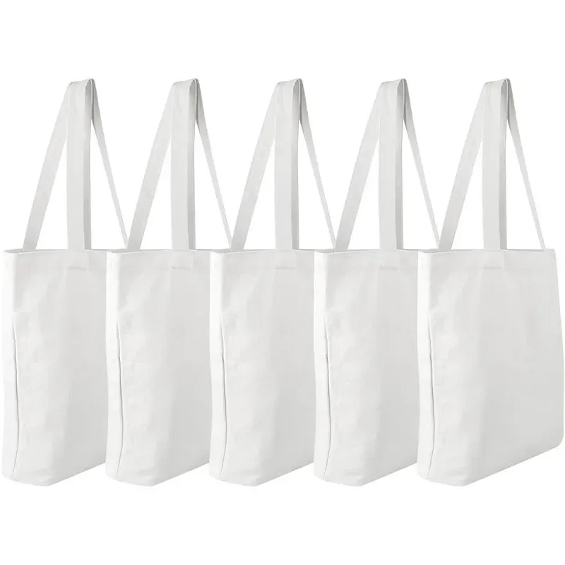 sacs fourre-tout en toile, 5 paquets, vente en gros, robustes, réutilisables, pour épicerie, 12.2x14.2 pouces, sacs en coton vierges en vrac pour le shopping, artisanat de décoration