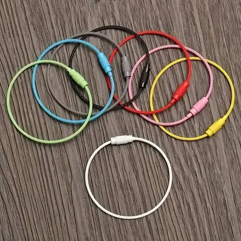 clip d'étiquette de bagage en fil d'acier inoxydable coloré, durable et facile à installer, parfait pour les voyages et l'utilisation quotidienne, 5-10 pièces