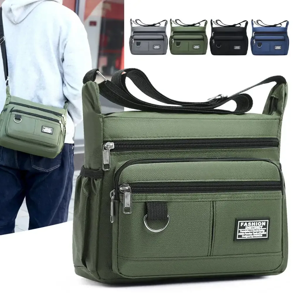 oxford-sac à bandoulière multicouche pour homme, design de poche, initié, grande capacité, décontracté, simple