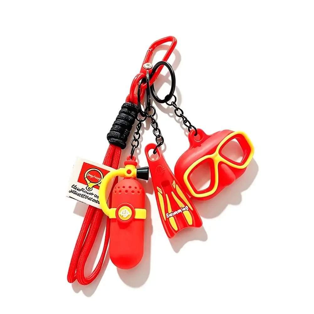 porte-clés thème plongée 3d mini équipement de plongée pendentif sac bouteille d'oxygène plongeur palmes lunettes anneau porte-clés aventure océanique pour sac à dos