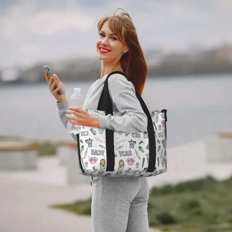 personnalisé enfermera en apuros médecin infirmière médical voyage sacs de sport étanche durable week-end sac de nuit voyage bagages sac