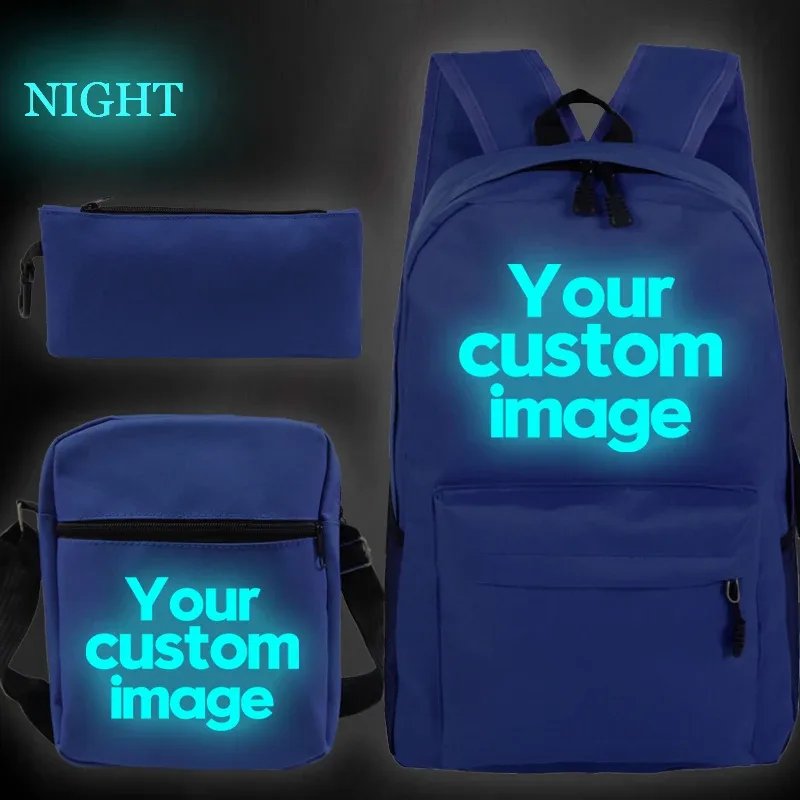 bricolage sac à dos livraison directe client sac à dos étudiant cartable 3 pièces/ensembles sacs à bandoulière logo personnalisé sacs hommes livre sacs mochila