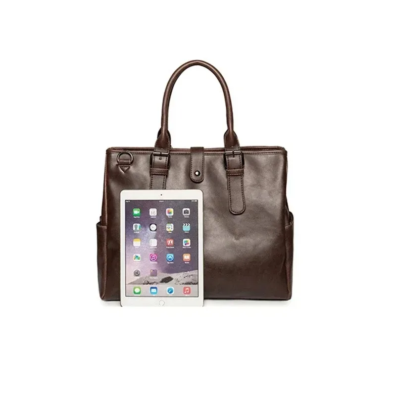 sac à main vintage pour homme, grande capacité, sacoche d'affaires pour ordinateur portable, sacs à poignée supérieure avec bandoulière, sacs bandoulière tendance