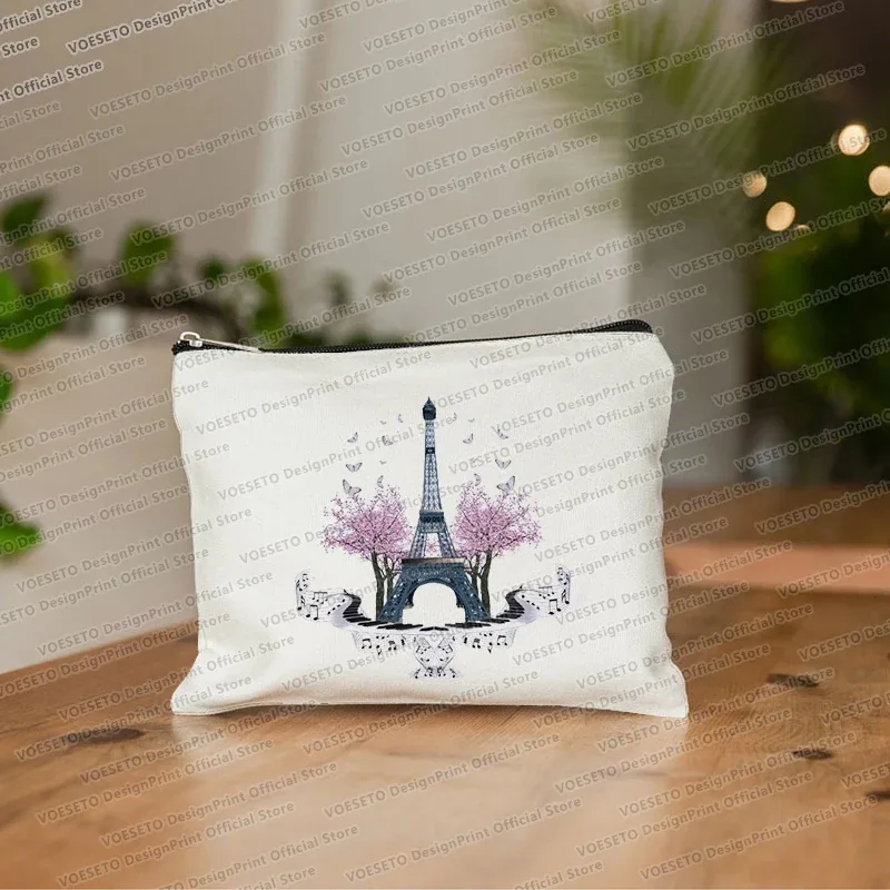 sac de maquillage imprimé tour eiffel de paris, trousse de toilette de voyage, organiseur de cosmétiques, pochette en toile pour femme, fermeture éclair, sacs à cosmétiques, meilleur cadeau