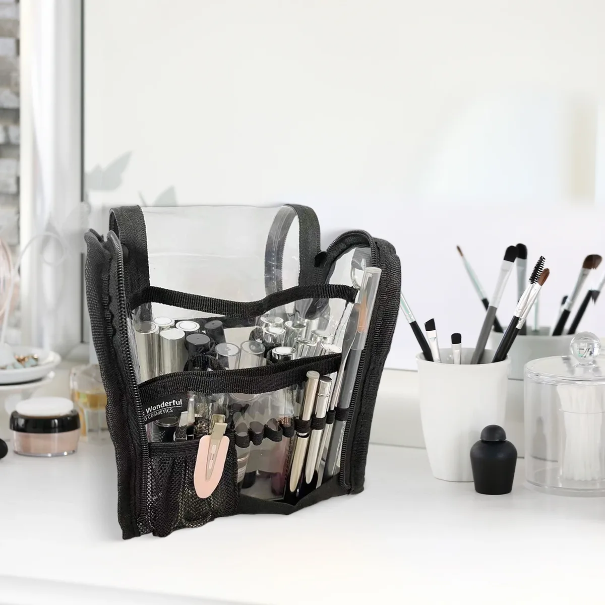 sac de maquilleurs, sac à cosmétiques portable, organisateur avec fermeture éclair, trousse de toilette transparente pour voyage, camping en plein air, salle de bain, maison